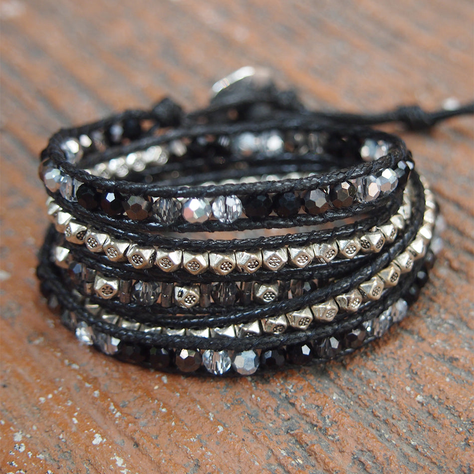 Black crystal mix wrap bracelet – G2F - Main Image