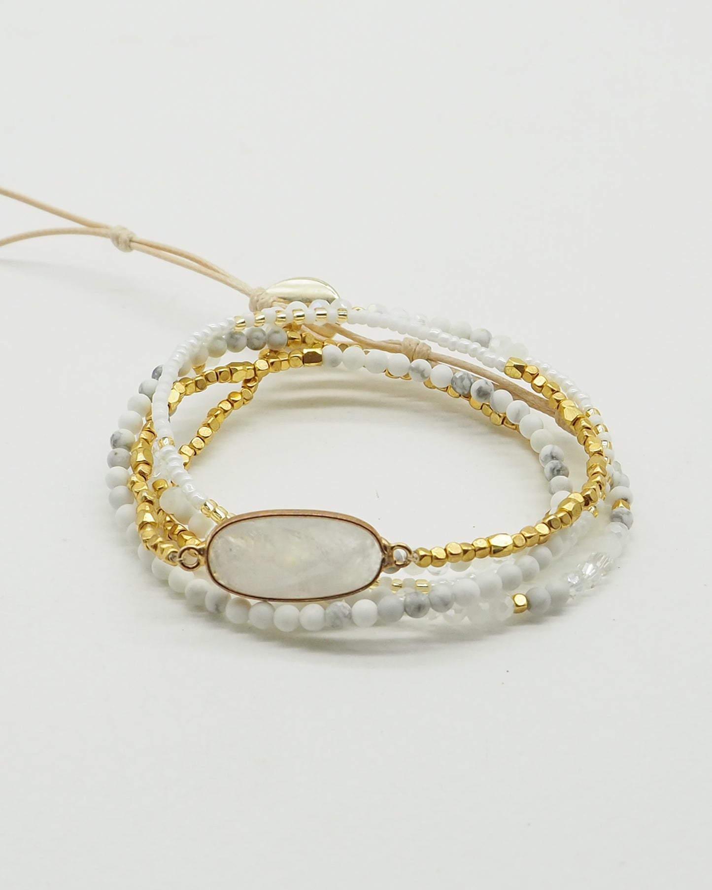 Moonstone mix five wrap bracelet