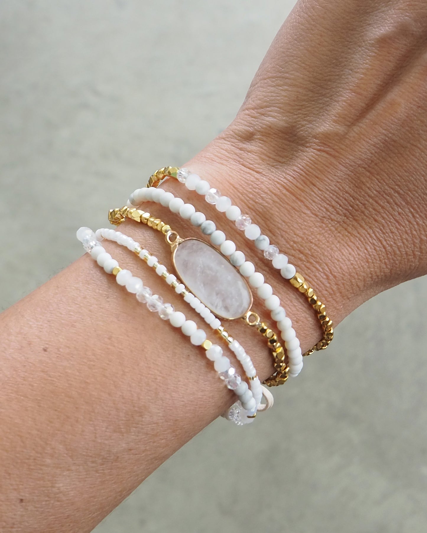 Moonstone mix five wrap bracelet