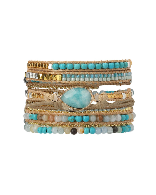 Amazonite five wrap bracelet