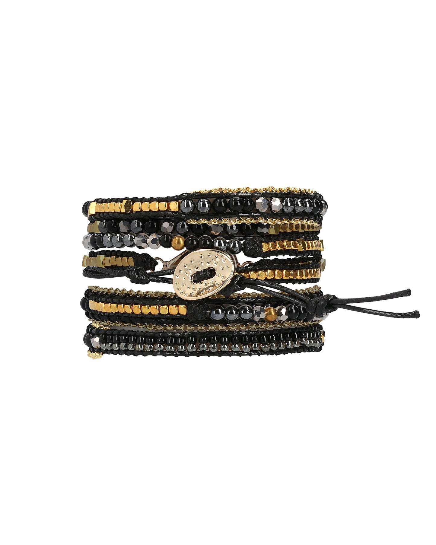 Black five wrap bracelet