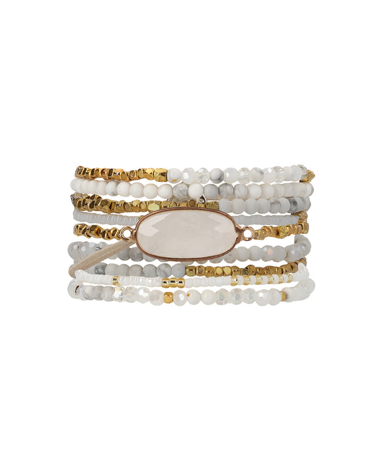 Moonstone mix five wrap bracelet