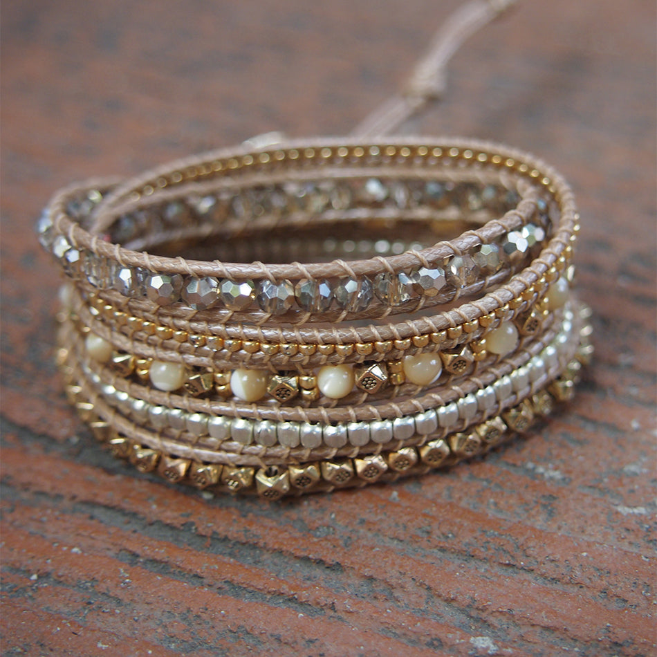 Gold mix wrap bracelet