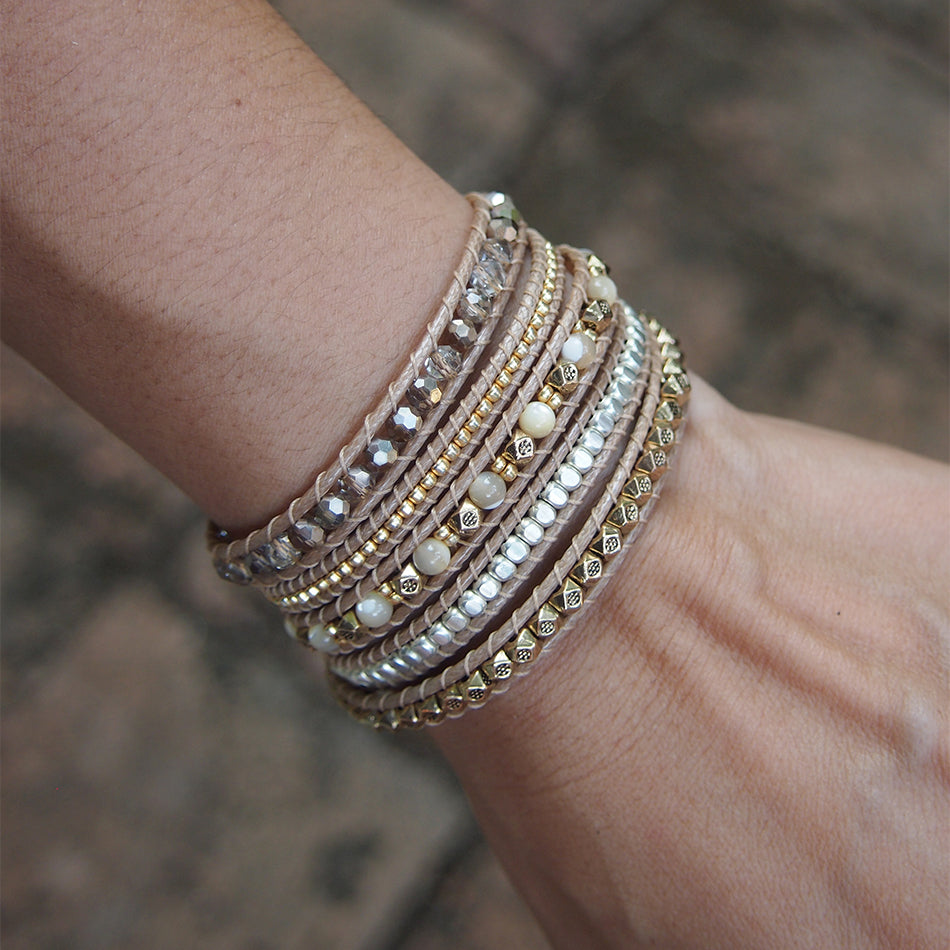 Gold mix wrap bracelet