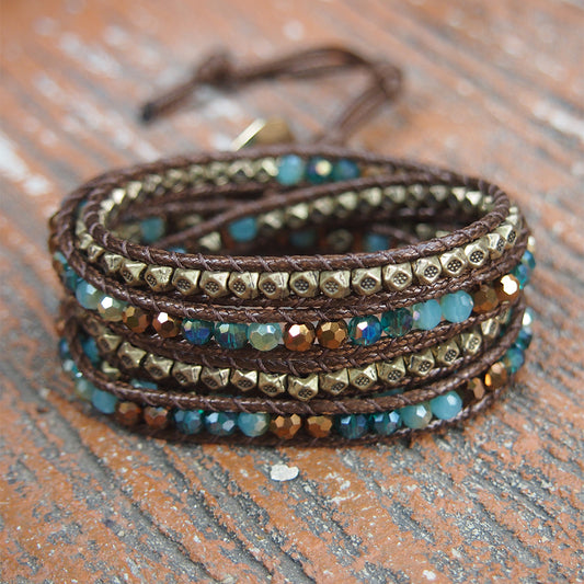 Blue crystal mix wrap bracelet