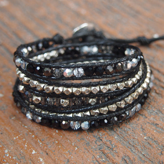 Black crystal mix wrap bracelet