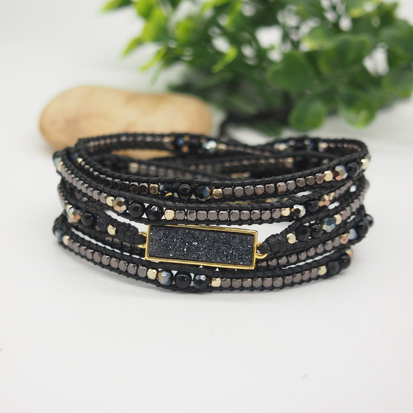 White Druzy Wrap bracelet