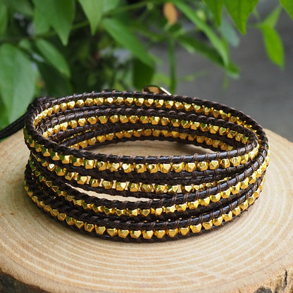 Gold nuggets wrap bracelet