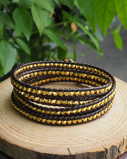 Gold nuggets wrap bracelet