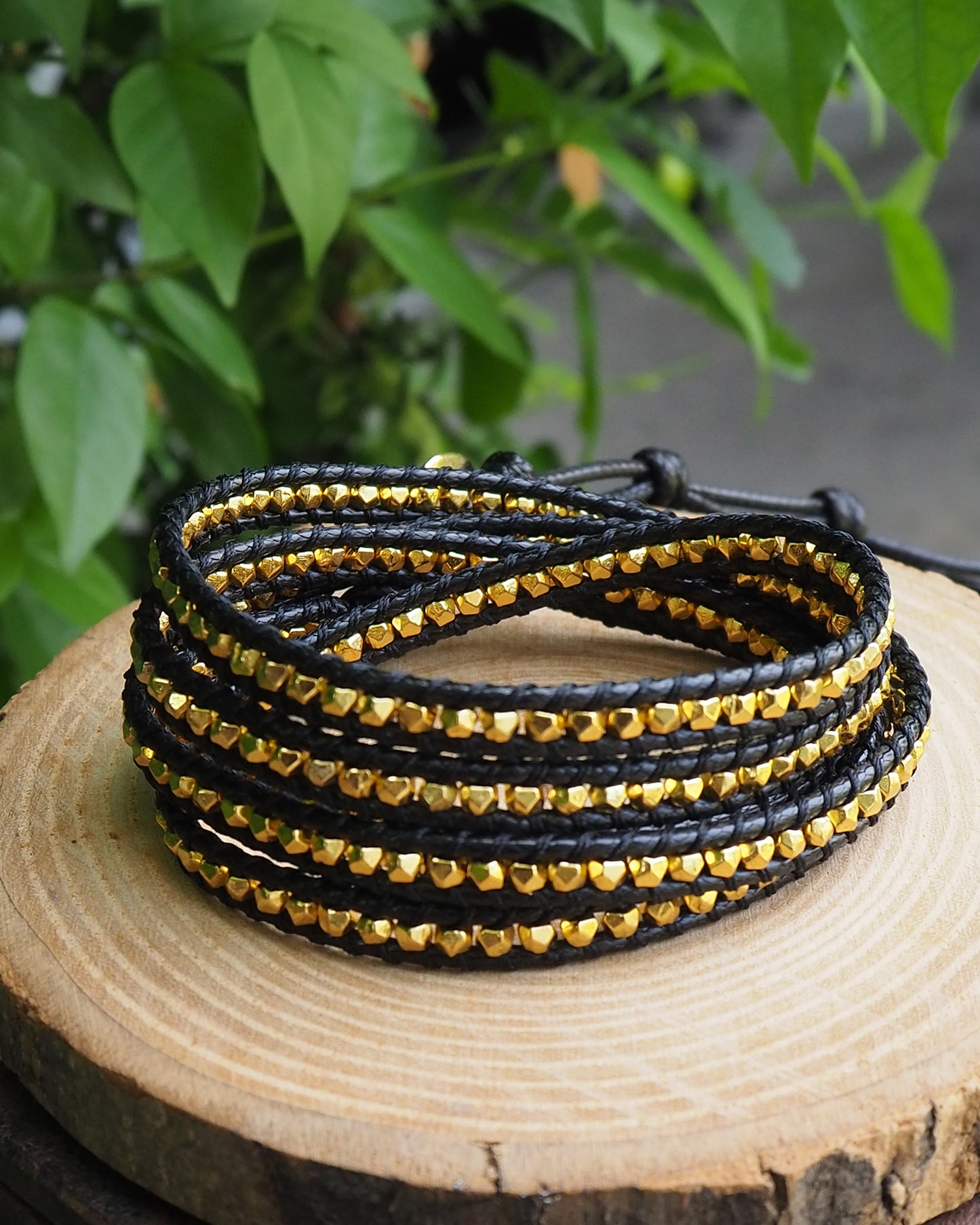 Gold nuggets wrap bracelet