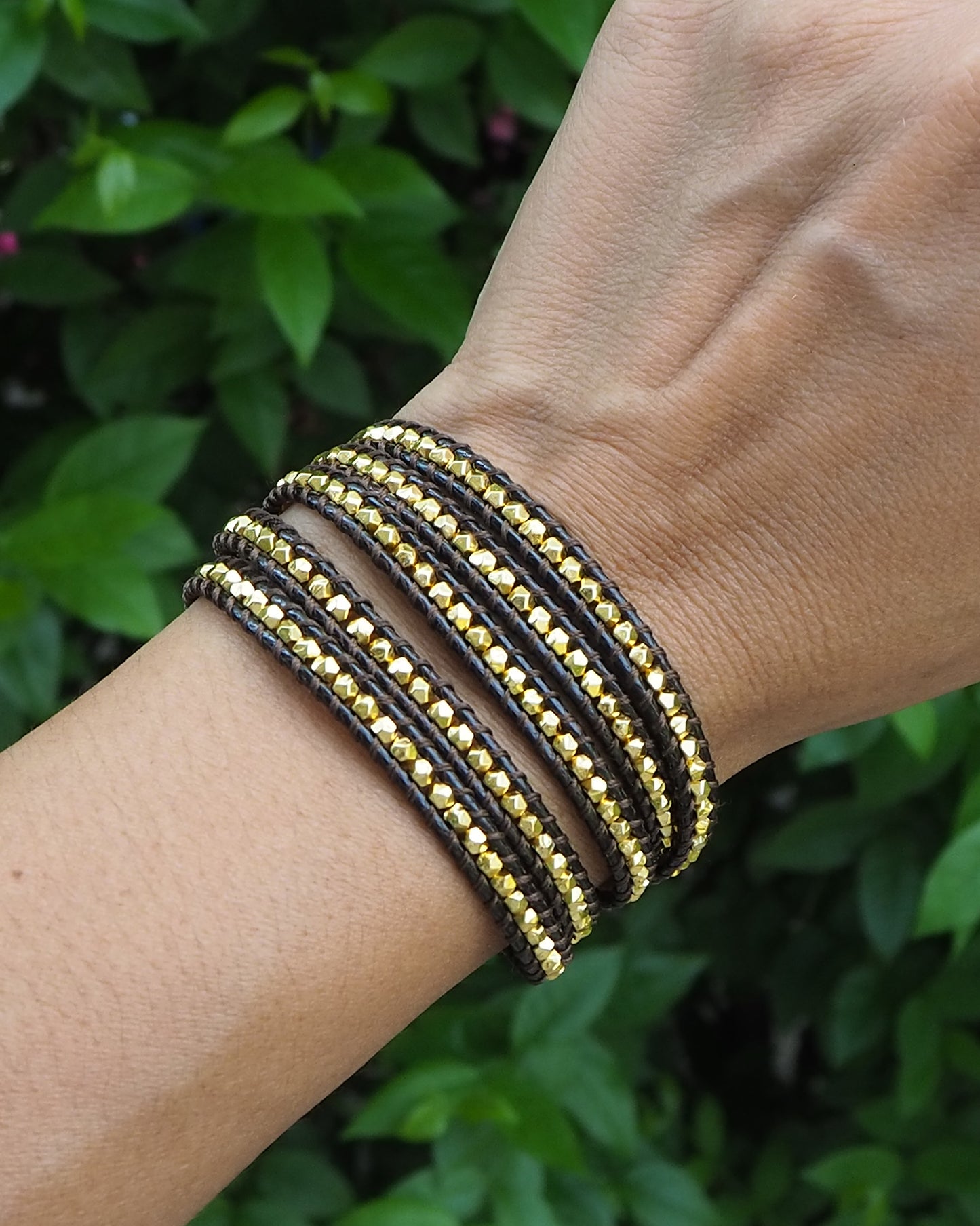 Gold nuggets wrap bracelet