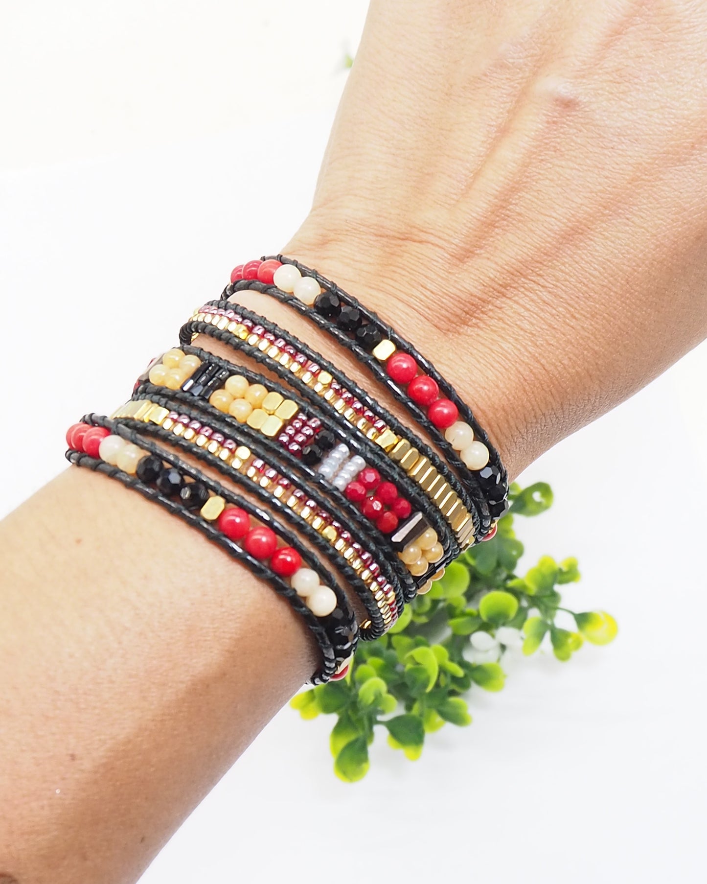 Red mix wrap bracelet